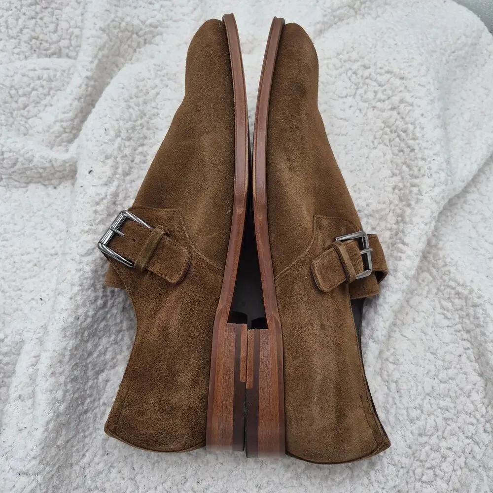 To Boot New York Bower Monk Strap Oxford Shoes brown Suede Mens size 8.5